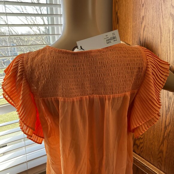 BB DAKOTA Top By Steve Madden Top CREAMSICLE NEW Sweet Flutterings Blous… - Picture 6 of 11